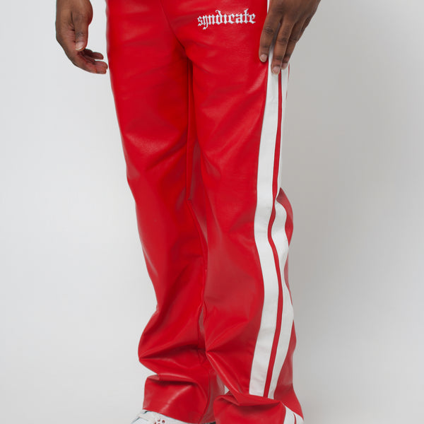 SUEDE LIKE STADIUM JAMPER　PANTS/34サイズ Scarlet Syn Leather Track Pants – Syndicate Streetwear MIA