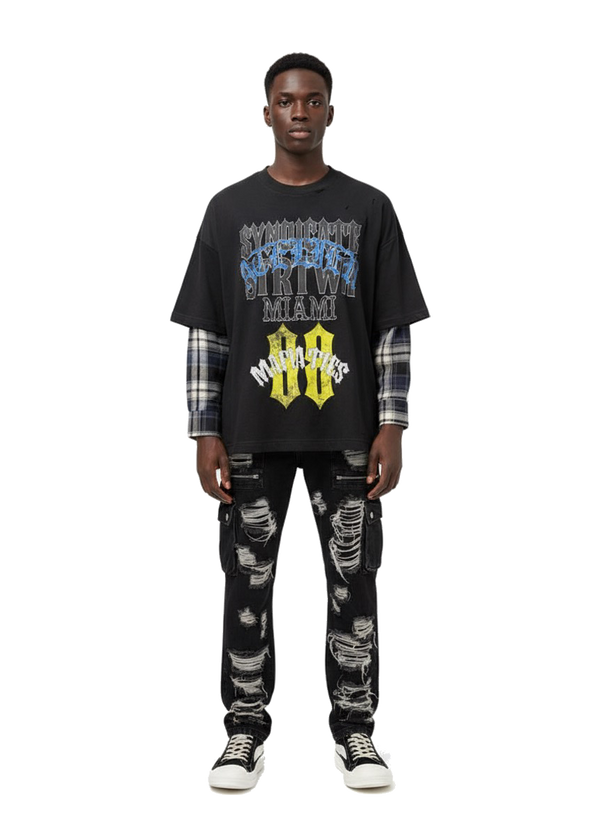 Syn Mafia Ties Flannel Hybrid Tee