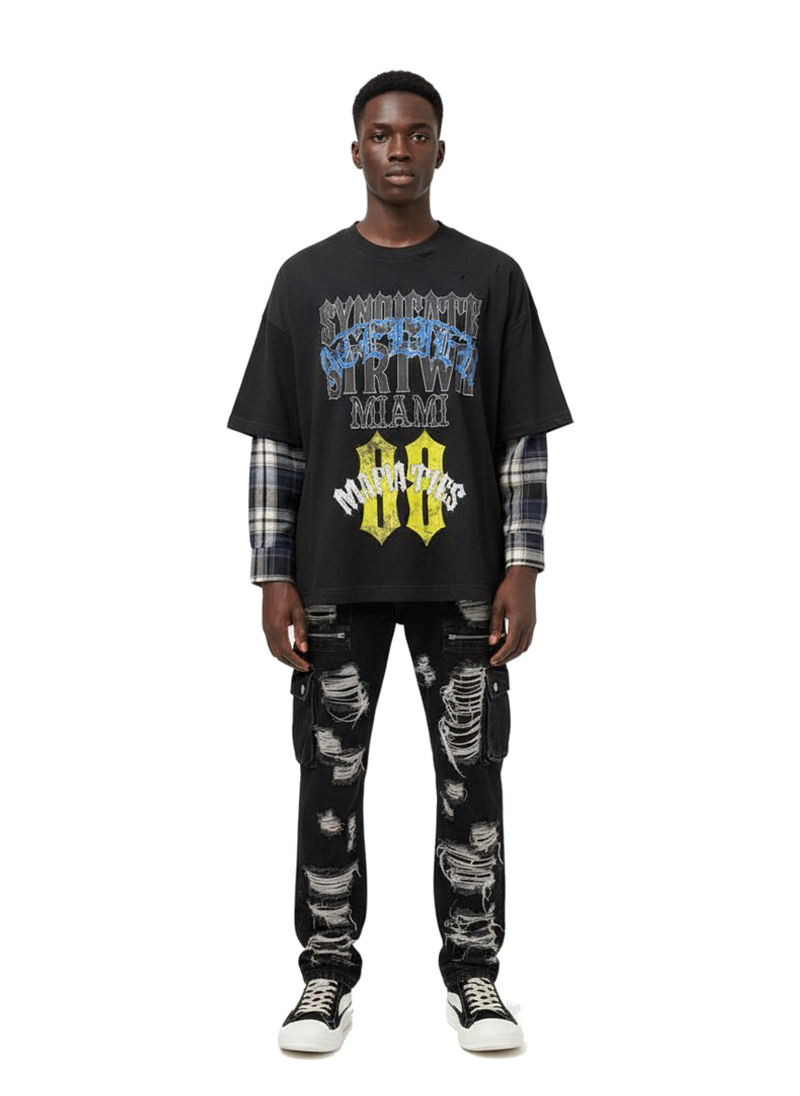 Syn Mafia Ties Flannel Hybrid Tee