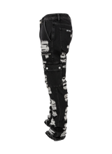Black Distressed Cargo Denim