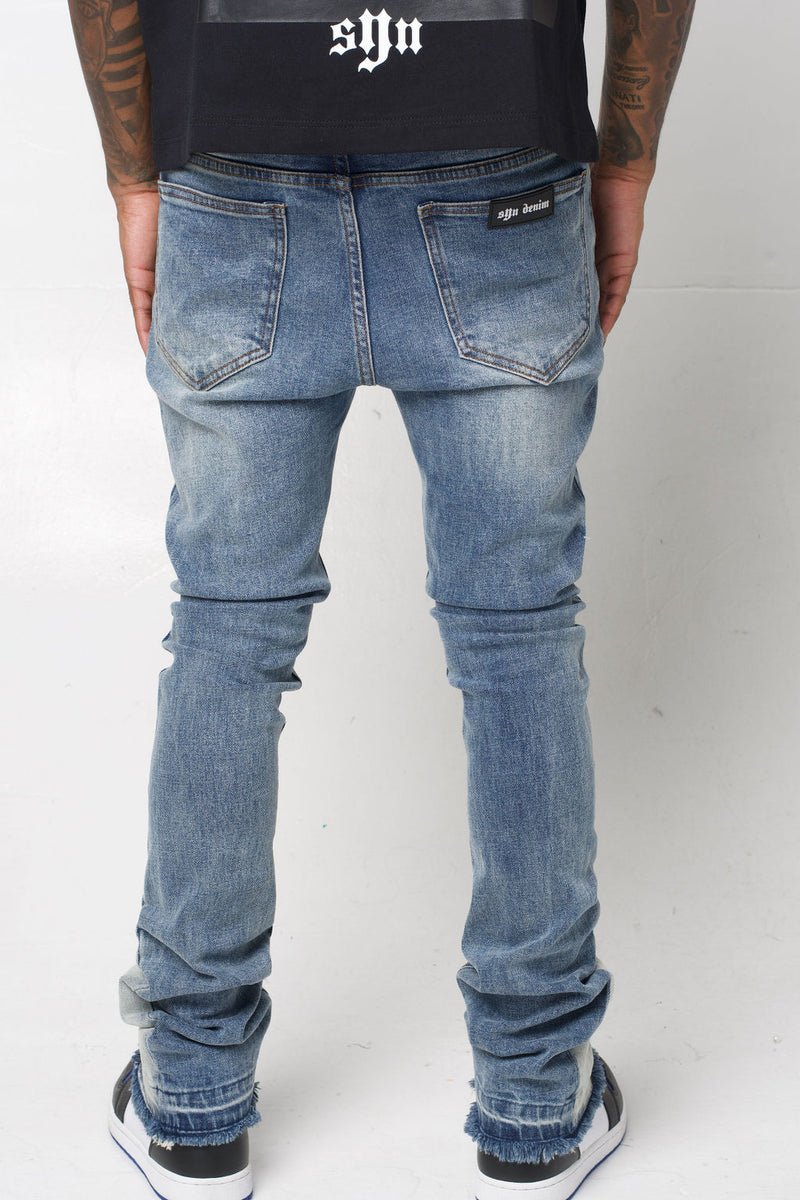 Stonewash Blue Stacked Jeans – Syndicate Streetwear MIA